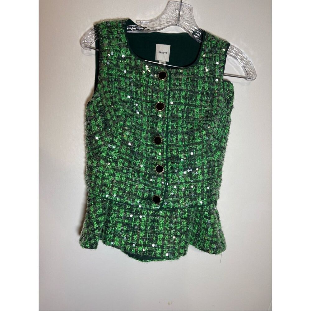 Antropologie Green Sequin Tweed Two-Piece Set - Picture 8 of 12